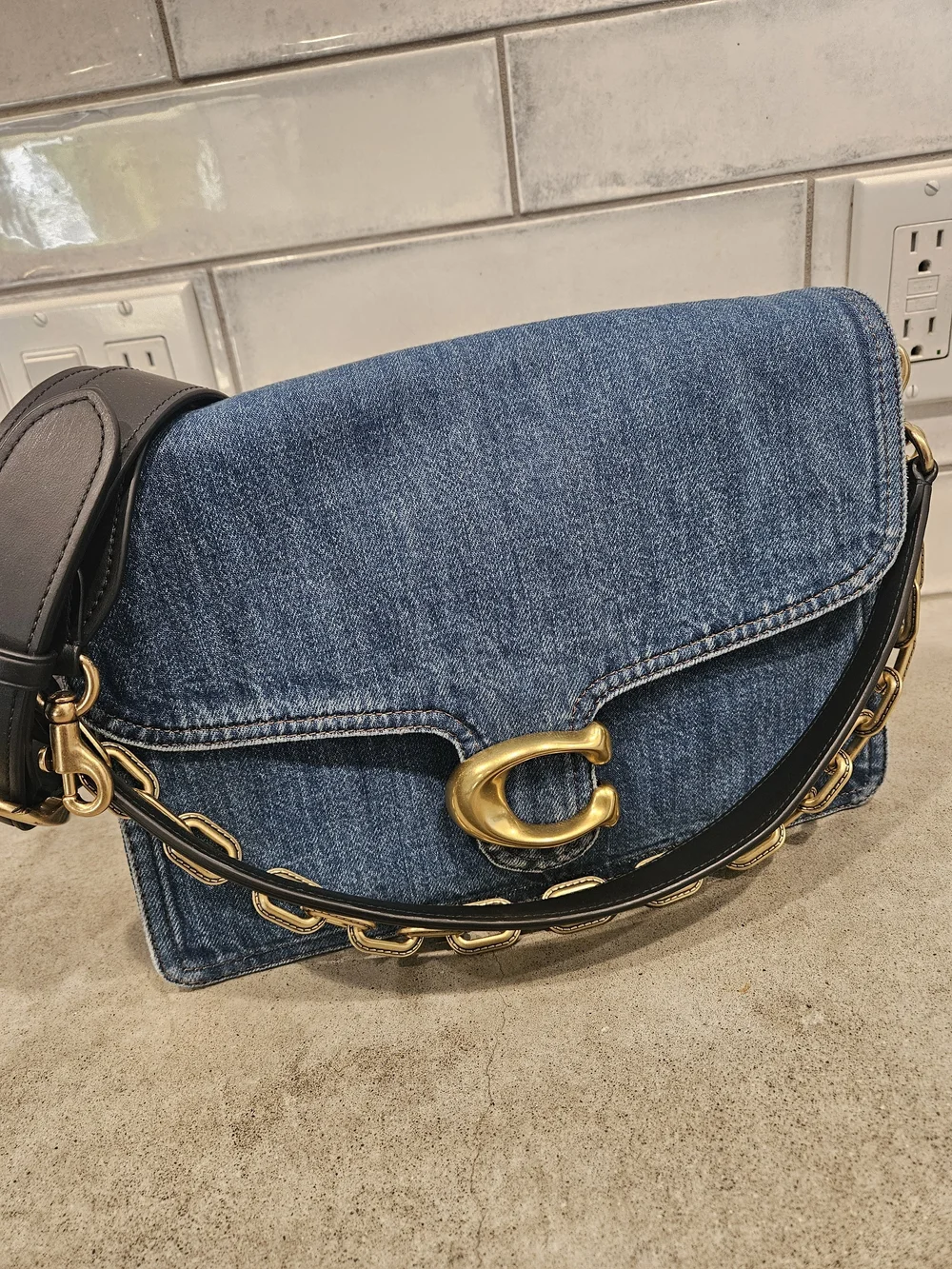 COACH Denim Chain Tabby 30